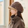 Winter Plush Brim Hat Women's Warm Windproof Fashion Octagonal Hat Thickened Solid Color Plush Hat