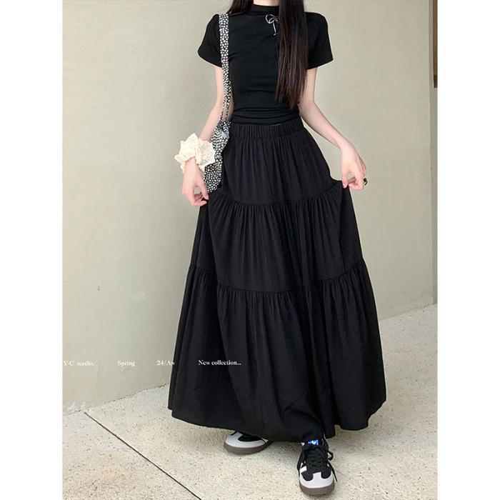 

Юбка-зонтик с высокой талией для женщин 2024 года — облегающая, средней длины, драпированная, на весну, лето и осень.