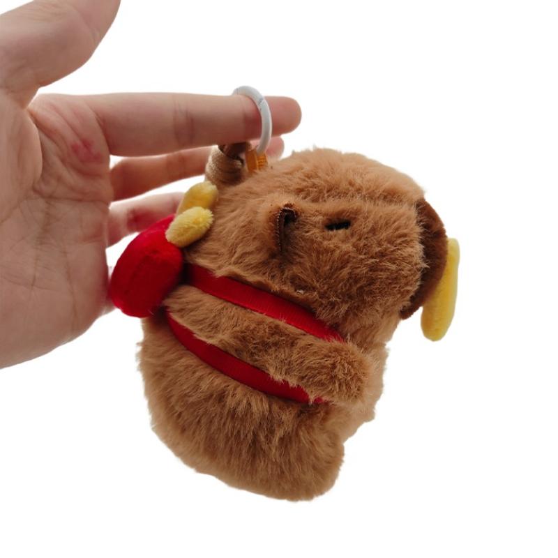 

Cute Capybara Plush Keychain Fluffy Chef Capibara Toy Kawaii French Fries and Hamburger Animals Doll Birthday Gift Car Decor
