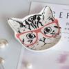 Ceramic Small Storage Tray Creative Korean Cartoon Kitten Plate Snack Cake Plate Jewelry Dish Sauce Dish Home Kitchen Tableware