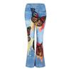 2023 Plus Size European & American Butterfly Faux Denim Micro-flare Pants