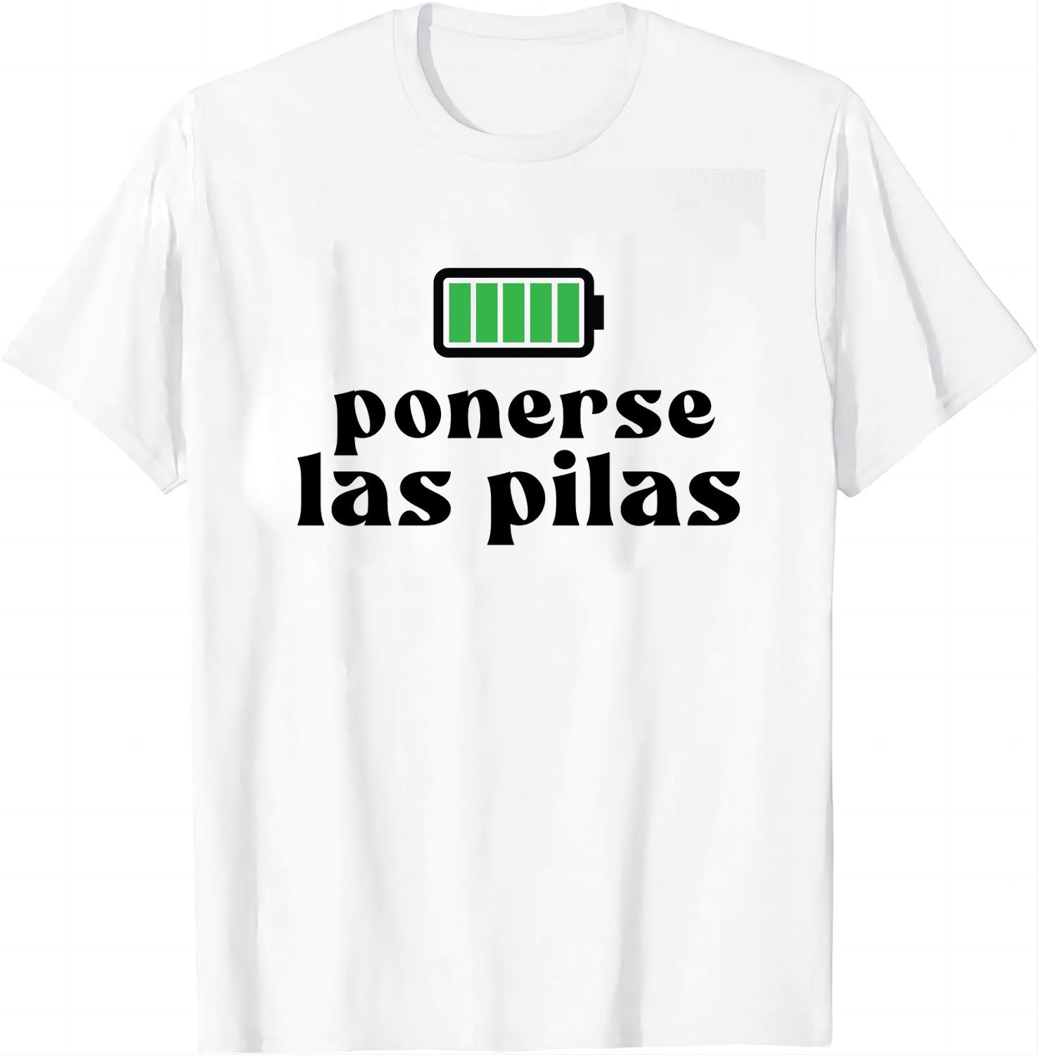 Ponerse Las Pilas Motivational Words Optimistic Unisex and Women Short Sleeves Summer Tops Couple Y2k Ropa Hombre S