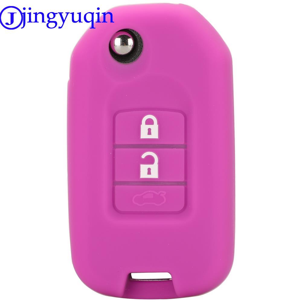 Jingyuqin Capa Chave Remota de Carro silicone Para Honda FIT XRV VEZEL CITY JAZZ CIVIC HRV 2/3 Botões Capa Chave Dobrável Fob Upgrad