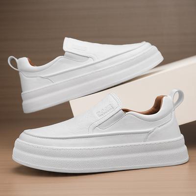 Męskie casualowe buty skórzane na grubej podeszwie, włoskie miękkie mokasyny męskie, ręcznie robione mokasyny, oddychające wsuwane buty żeglarskie, płaskie buty z podwyższeniem