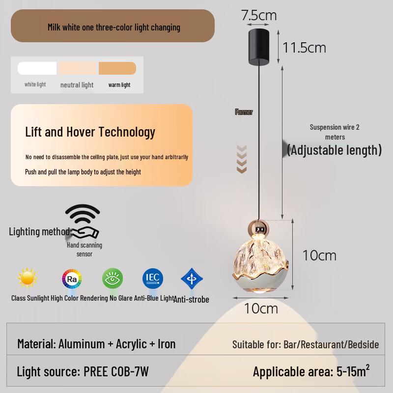 Linpan Luxury Dimmable Bedside Pendant Lamp
