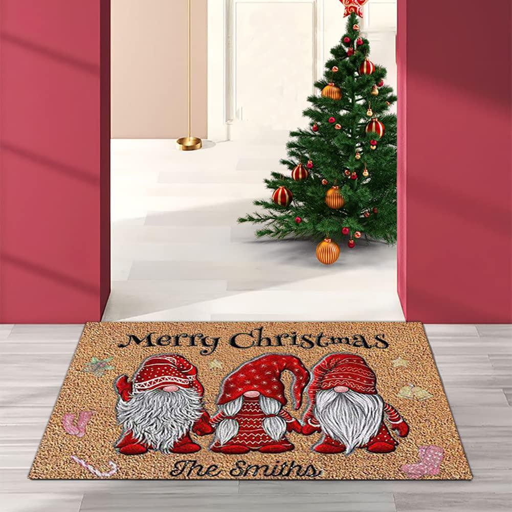 VIKAMA Christmas Cute Dwarf Floor Mat Anti-Slip Entrance Rug Indoor and Outdoor Welcome Mat Holiday Home Decoration