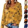 Women's V-Neck Long Sleeve Lightweight Print Top for Parties and Daily Wear