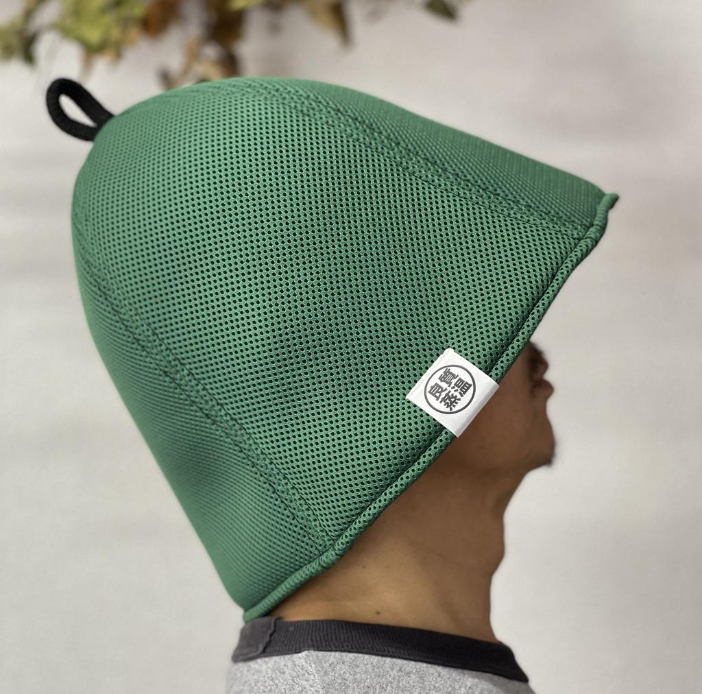 Hard Vihta Green Green Stitching Double Next Generation 3-Layer Polyester Mesh Material Extra Large Sauna Hat Reversible Original Product Unisex Roomy
