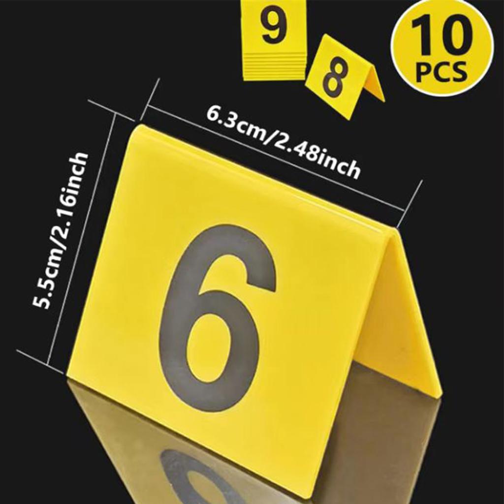 10PCS Evidence Markers Acrylic 1 To 10 Crime Scene Markers Tents Table Number Cards for Detective Game Party