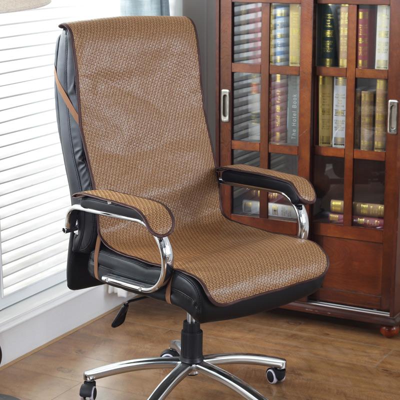 Summer Mat Seat Cushion and Backrest Integrated, Office Computer Chair Breathable Bamboo Seat Cushion Boss Backrest Cool Cushion