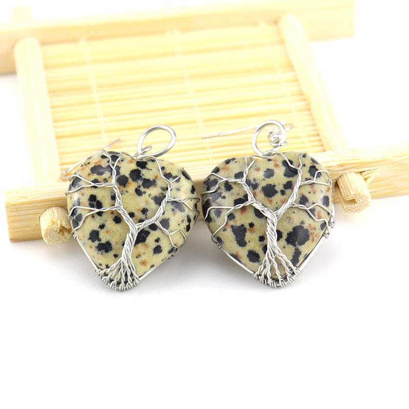 Handmade Wire-Wrapped Tree of Life Amethyst Heart Earrings