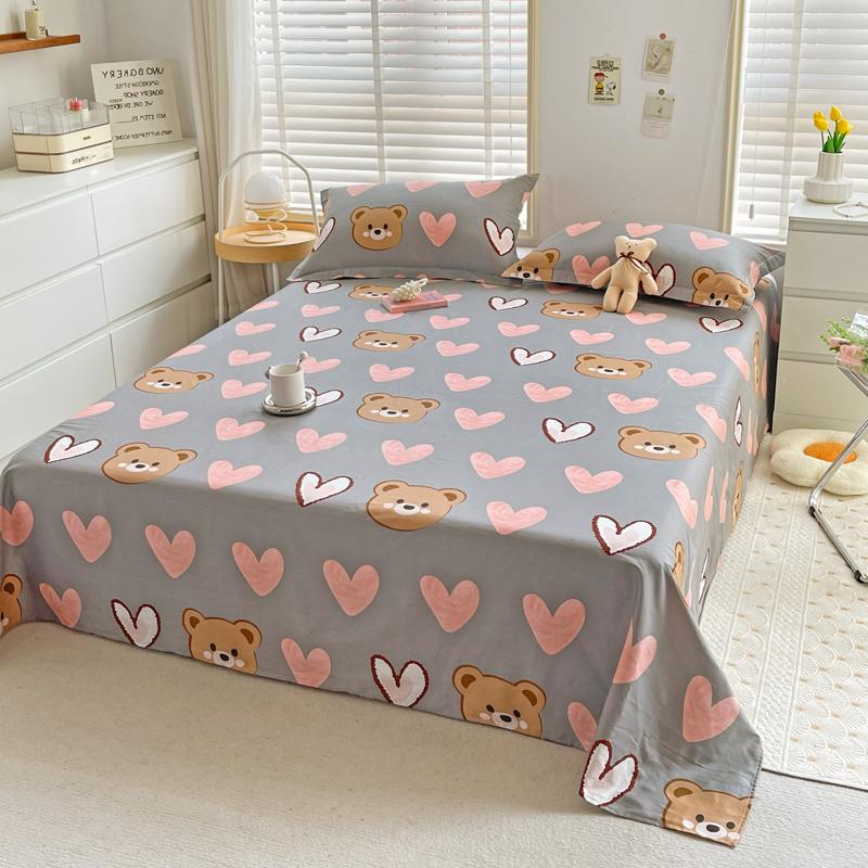 1pc 100% Cotton Bedsheet Cartoon Style Bed Linen Skin-friendly Flat Bed Sheet Adults Kids Sheets Drap De Lit (No Pillowcase)