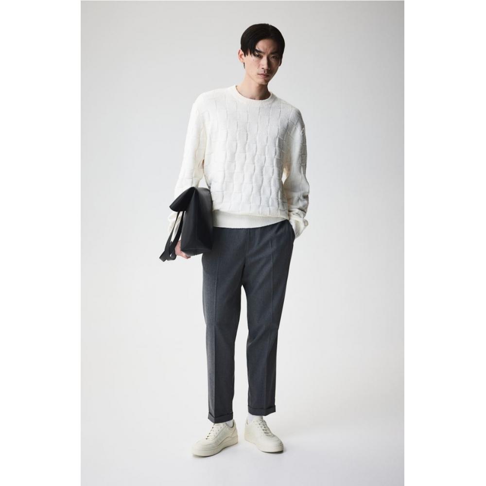 

HM Текстурный вязаный свитер Regular Fit белый S