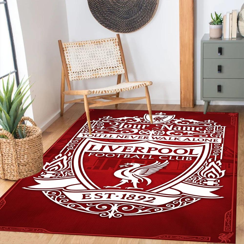 Liverpool Fc Customized Name Area Rug Perfect For Entryway Decorate Room Balcony Outdoor Antislip Carpet Decorate Offices