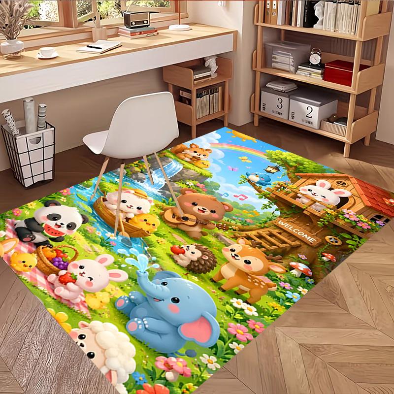Masha and The Bear Print Rug, Washable Floor Carpet, For Entryway Dorm Laundry Room Office Study, Home Decor Birthday Christmas Gift