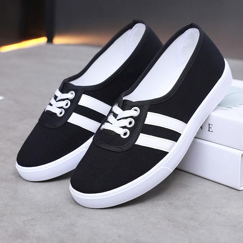 Large Size Canvas Shoes Women Spring and Summer Cloth Shoes Student Leisure Sports White Shoes Women