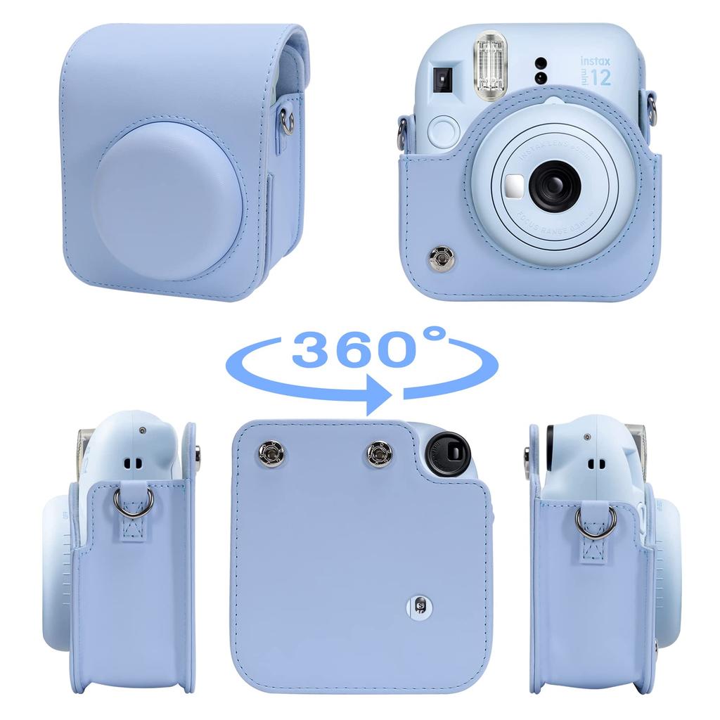 Aenllosi compatible storage case for FUJIFILM instax mini instant with shoulder 13/12/11 cameras, blue, strap.