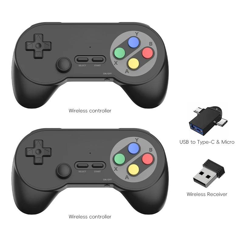 Retro Wireless Gamepad with Dual Receiver, Classic Controller for PC DInput, Android, Arcade Emulators
