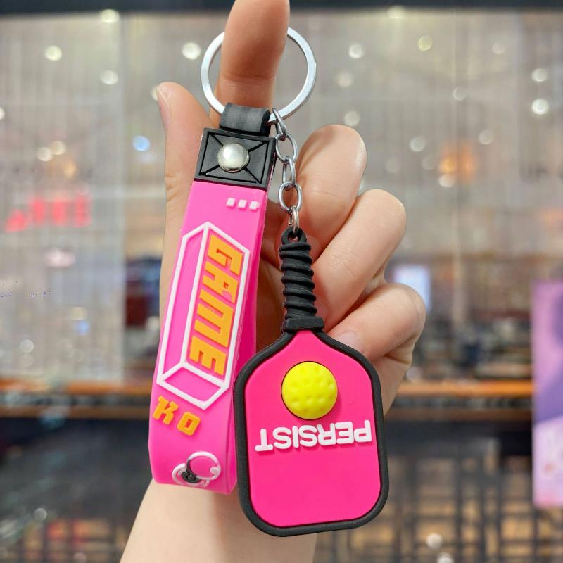 

Pickleball Keychains Mini Pickleball Key Rings For Bags Wallets Car Key Pendants For Sports Lovers Players Coaches Fans Gifts рожевий червоний колір