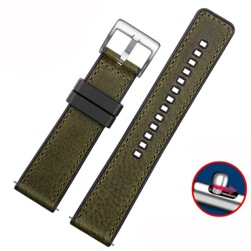 Vintage Italian Leather Watch Band For Seiko Tudor Casio Waterproof Silicone Rubber Bottom Chain Strap Bracelet 20mm  22mm 24mm