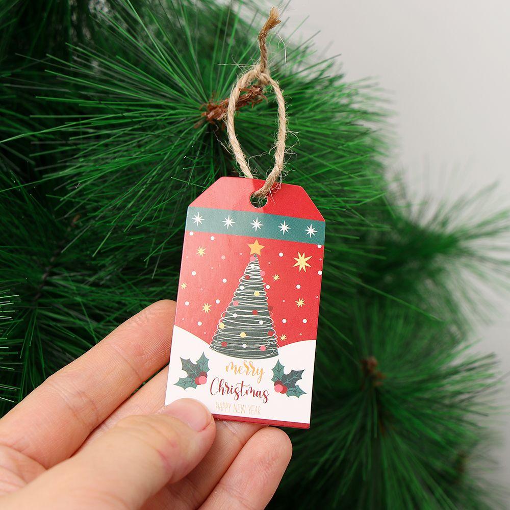 Santa Claus Gift Wrapping with Rope Hanging Label Gift Cards Christmas Paper Tags Xmas Decorations