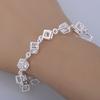 Women's Silver Plated Cube Clear Rhinestone Bracelet Engagement Party Jewelry