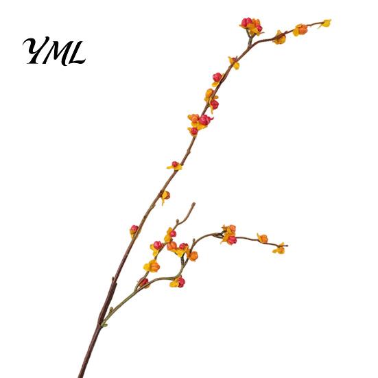 Decorative Gold Green Leaves Long Artificial Bittersweet Branches, Fall Berry Stems for Vase, Faux Plants Flexible Branches Thanksgiving Table