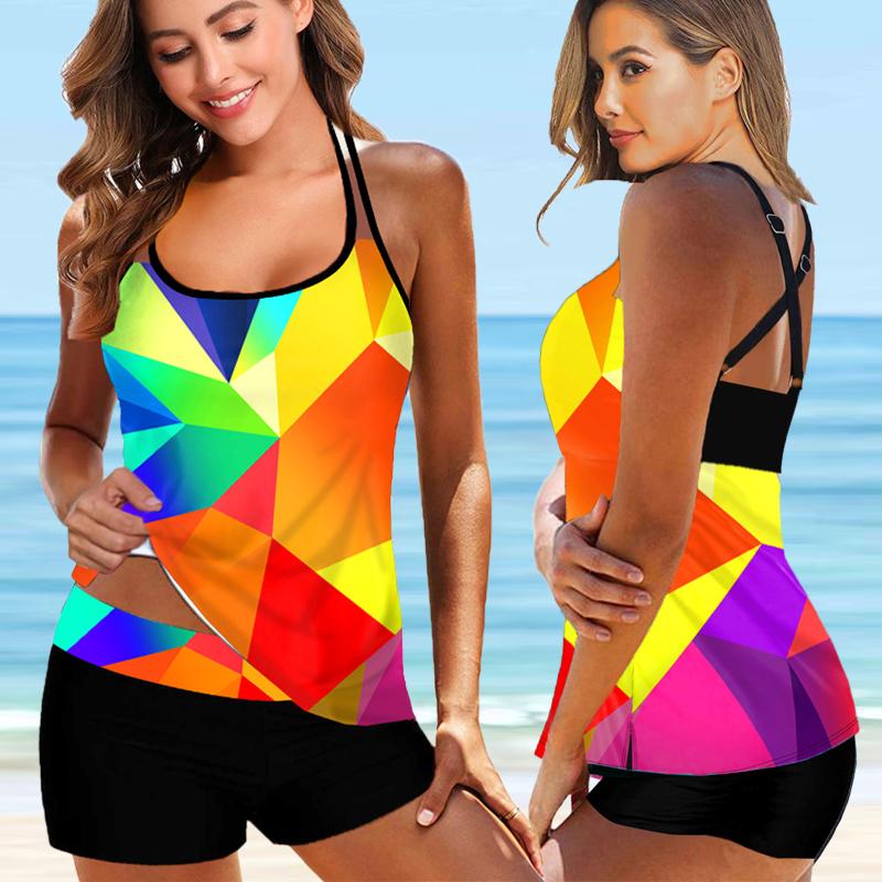 Women Beachwear Swim Tankini Monokini Swimwear Bathing Suit Two Pieces Swimsuits Plus Size Printed Tankinis