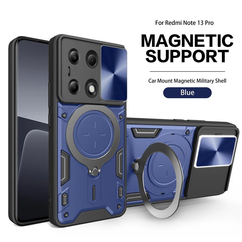 Slide Camera Magnetic Case For Xiaomi Note 13 10 11 Pro Plus 12S 11S 9T 9 Shockproof Matte Cases Redmi 13C 12C 12 10C