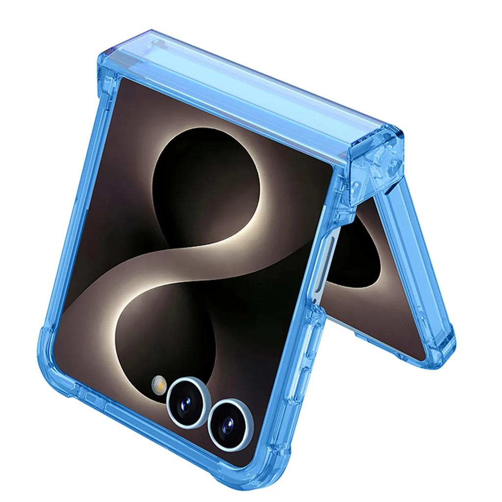 Transparent Four-corner Drop-proof Protective Hard Case with Magnetic Rotating Ring Stand for Samsung Galaxy Z Flip 8
