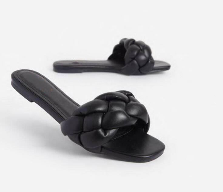 

Модные женские летние новые шлепанцы из губчатого плетения, плоские, нескользящие, пляжные, женские сандалии для улицы, универсальные женские шлепанцы 36-43 36 чёрный