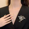 Diamond-Studded Floral Brooch In Alloy For Clothing