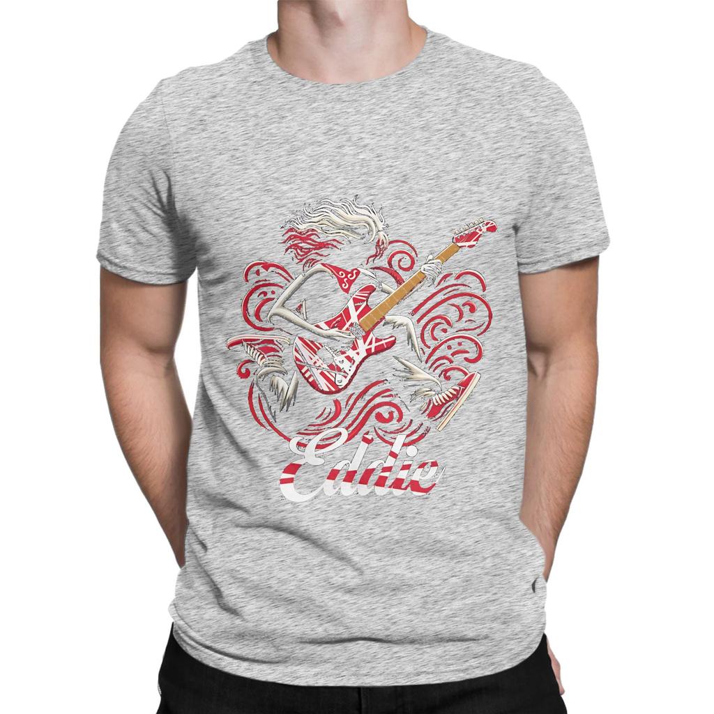 Eddie Van halen guitar tshirt merch Novelty Graphic 100 Cotton TShirt Van Halen Tees Tops For Unisex