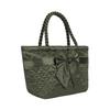 Naraya Ribbon Bag, Boat Shape, Small (Green Gray)