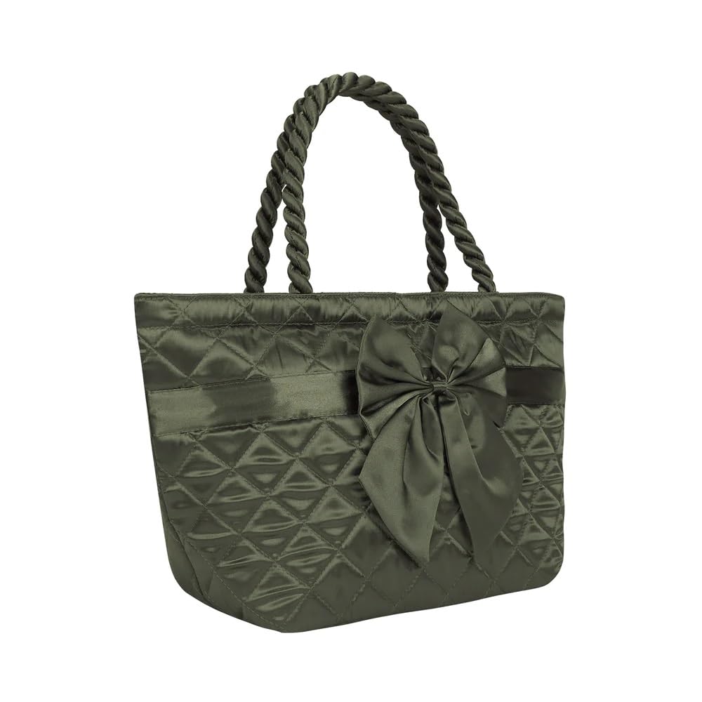 Naraya Ribbon Bag, Boat Shape, Small (Green Gray)