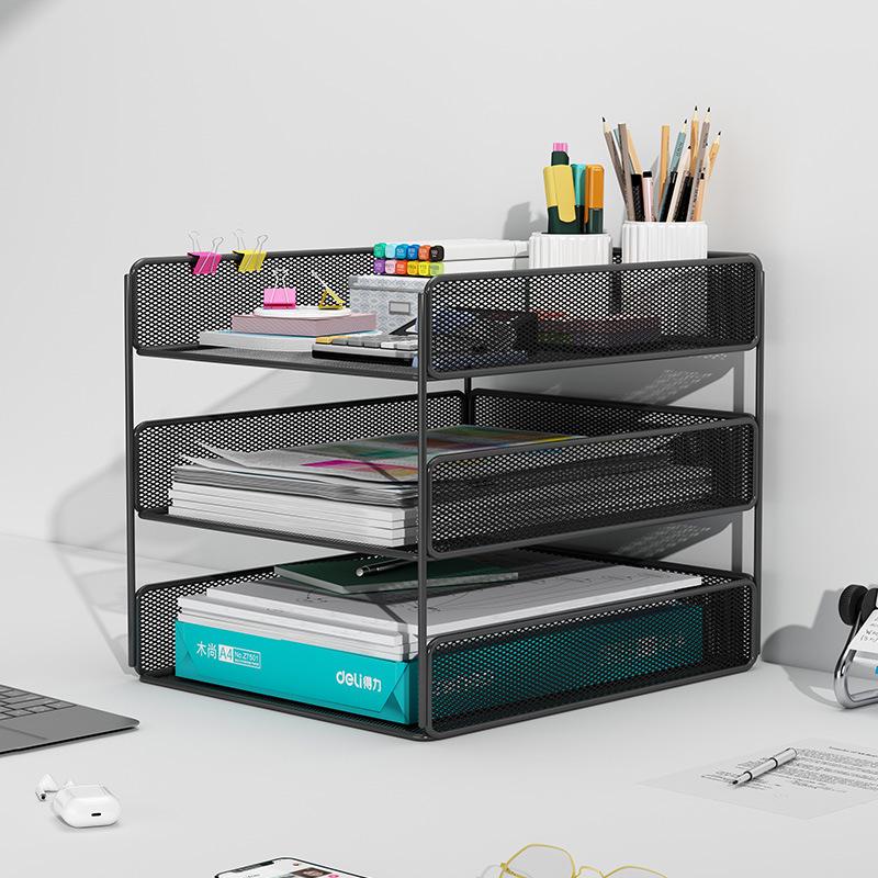 Multilayer Desktop Organizer: File Storage Rack & Office Supplies Set