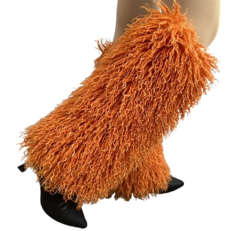 Harajuku Shoes Cuffs Leg Warmer Winter Warm Vintage Solid Color Fuzzy Plush Boots Cover Thick Calf Socks for Womens
