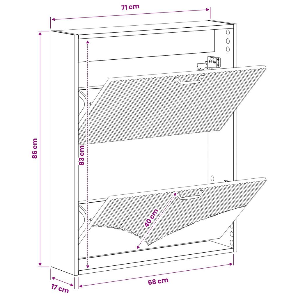 Wall Mounted Shoe Cabinet HOORN 71 x 17 x 86 cm Engineered Wood