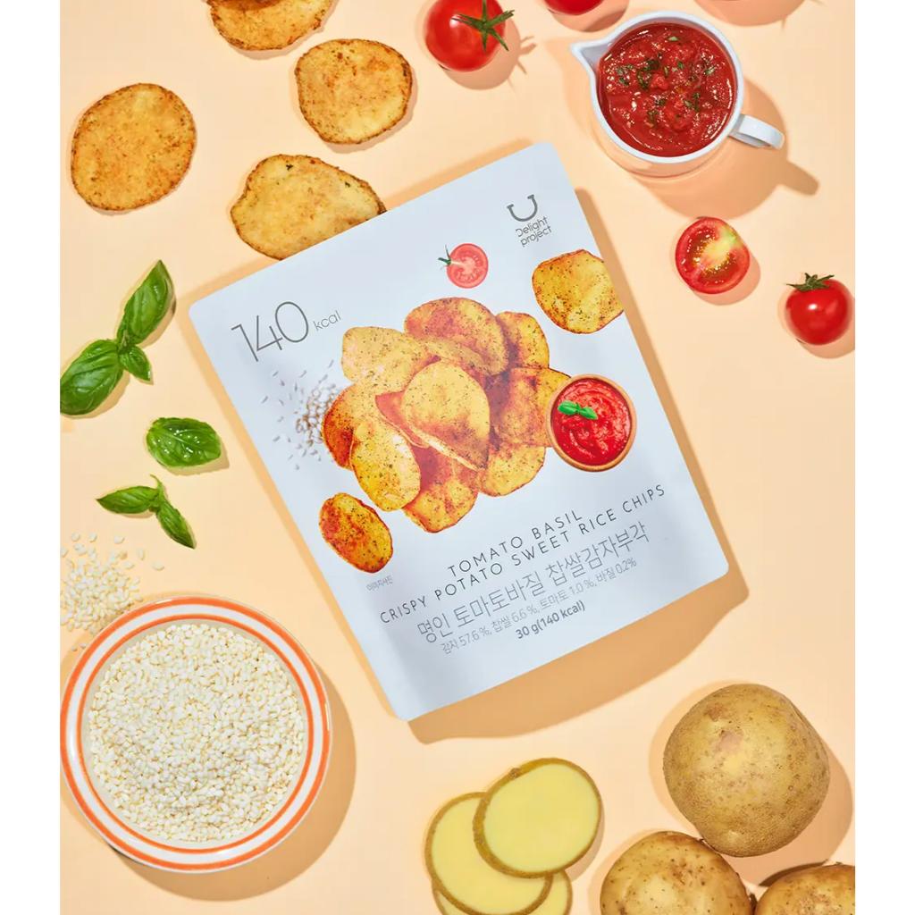 Delight project Crispy Potato Sweet Rice Chips 30g(Tomato Basil & Green Onion Cream Cheese)