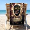 Custom Name Beach Towel Football Cavaliers Logo Beach Towel, Soft Microfiber, Gift for Her/Him, Birthday, for Pool, Beach, Travel, Fan Gifts