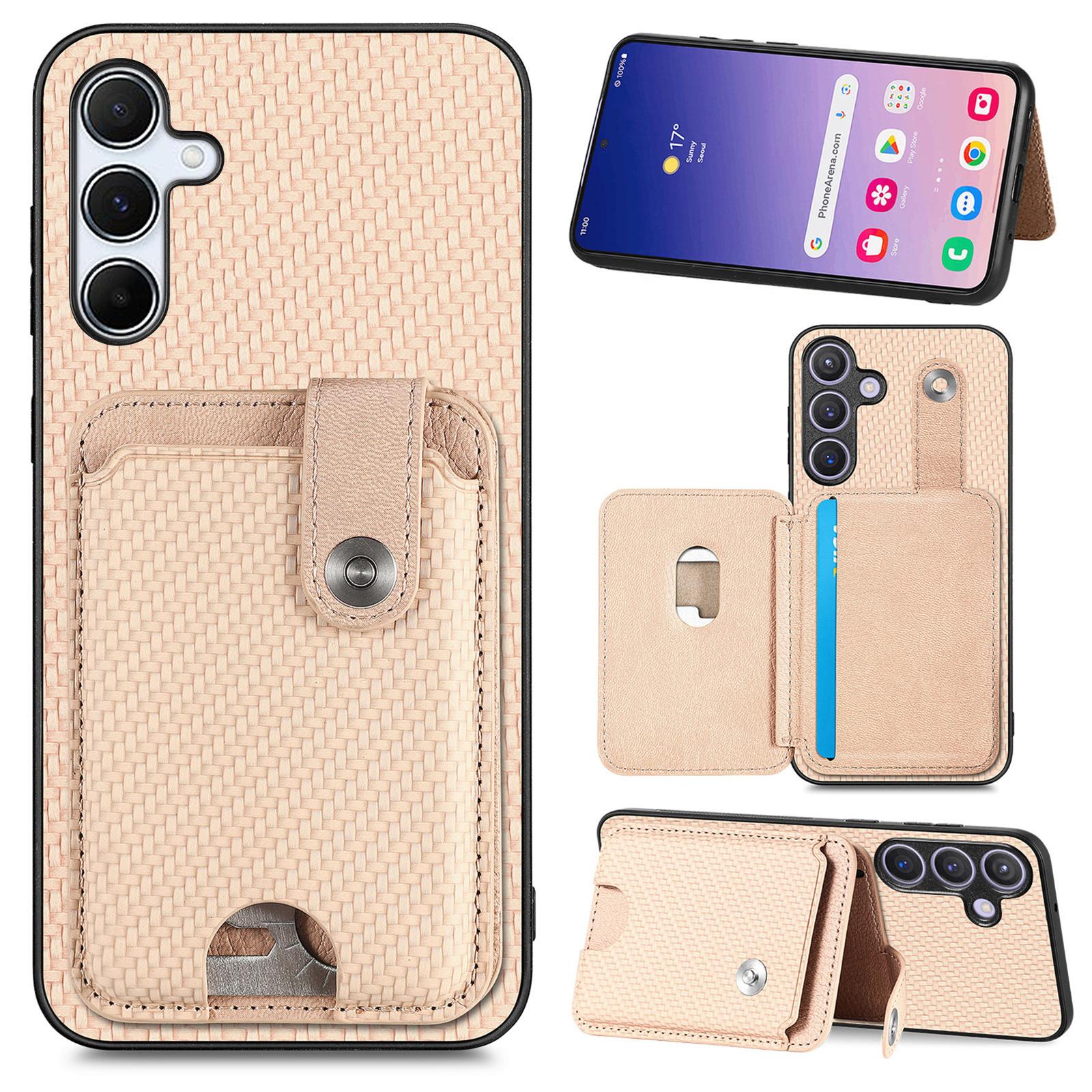 

For Samsung Galaxy A05s 4G Case Card Slots Kickstand Phone Back Cover with Card Tool Khaki