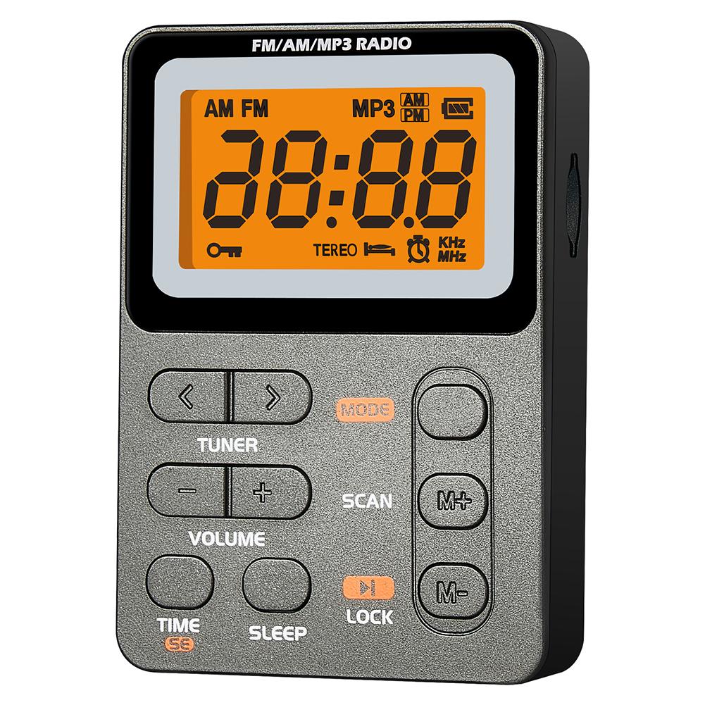 

AM FM Pocket Radio Rechargeable Portable Radio Best Reception MP3 Earphone Player Mini Digital Walkman Radio Support TF Card срібний