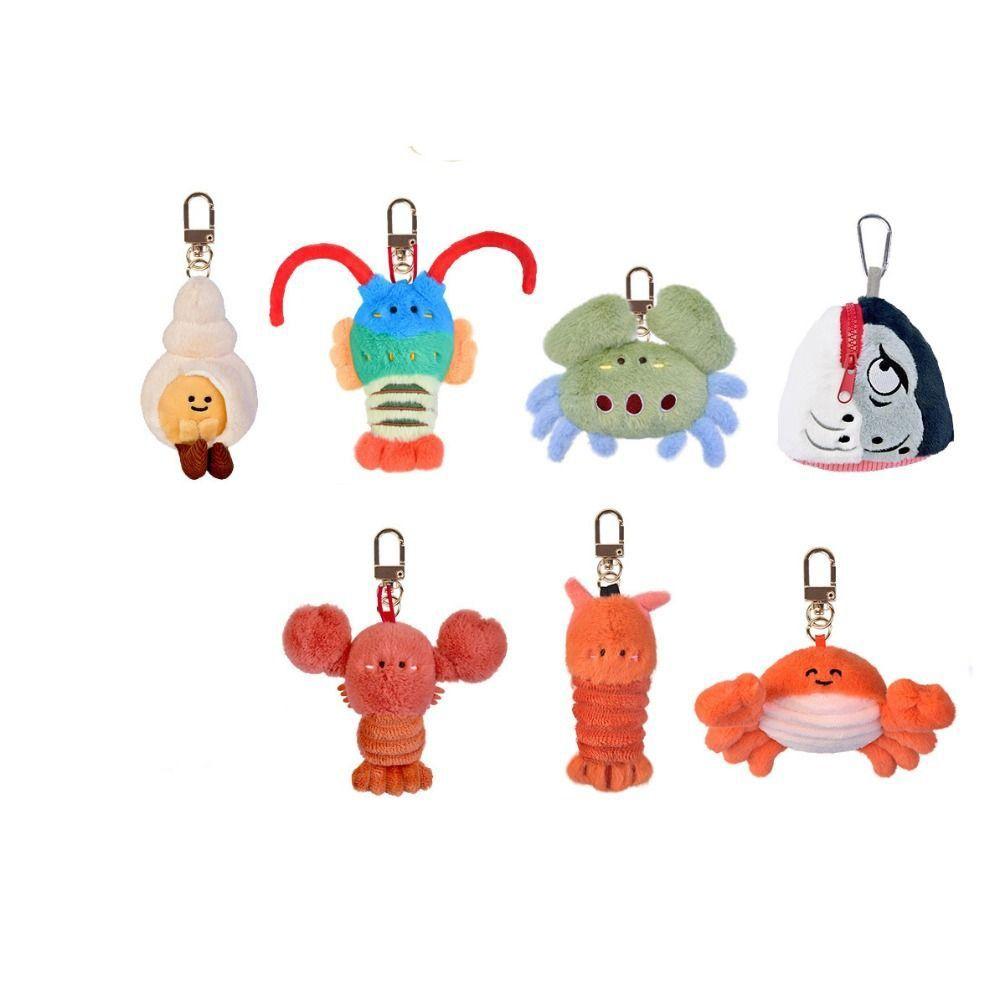 Soft Fluffy Sea Keyring Kawaii Cartoon Plush Pendant Bag Charm Ocean Animal Keychain Home Decor