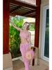 Holiday Crochet Hollow-Back Sun Protection Long Skirt Beach Cover-Up Dress