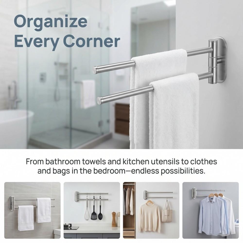 Brushed Finish Swivel Towel Bar 304 Stainless Steel Swivel Towel Rack Towel Holder Home Hotel