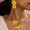 Alloy Floral Necklace Flower Jewelry Set for Women Pendant Dangle