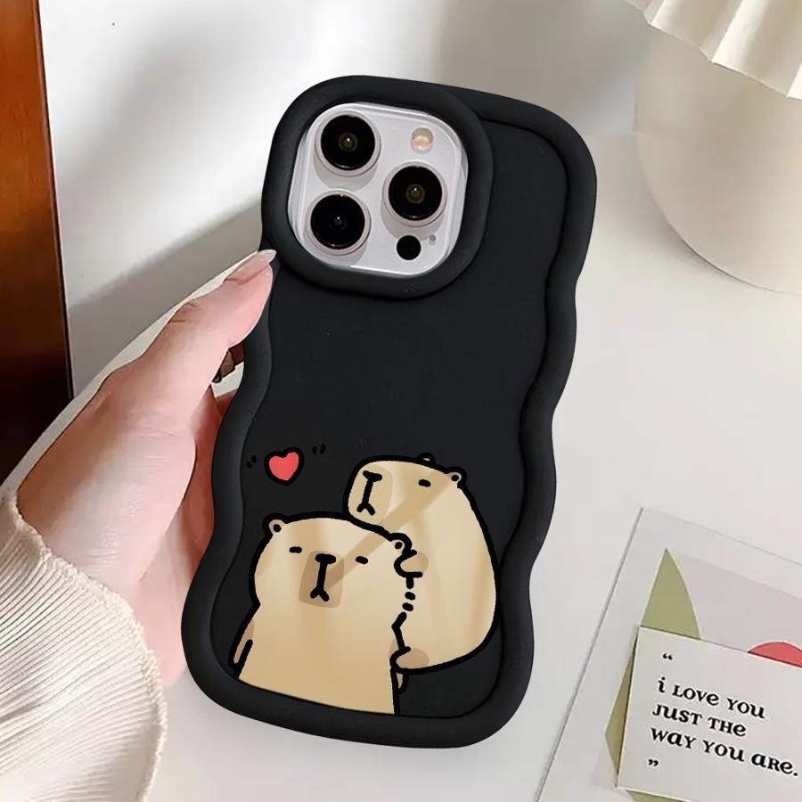 Soft Phone Cover Case for iPhone 14 15 Plus 16 Pro Max 17 Air 12 XR 8 13 11 Cartoon Capybara