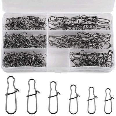 210Pcs Fishing Snaps Clip Duo Lock Snap Swivels Stainless Steel Quick Change Lure Snaps Fishing Clips Swivels Fishing Tackle