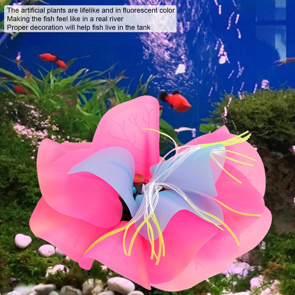 Aquarium Artificial Aquatic Plants Decoration Fish Tank Landscaping Multicolor Lotus Water Lily Flower