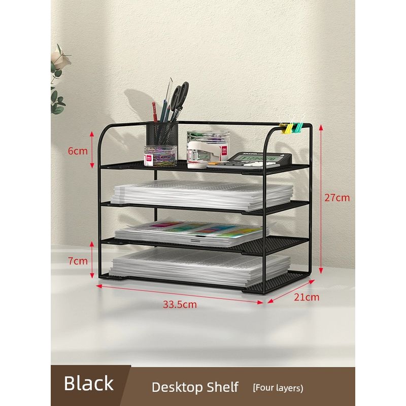 Wall-Mounted Multifunctional File Holder Wall Iron Multi-Layer Folder Storage Box Office Tableware Storage Handy Gadget